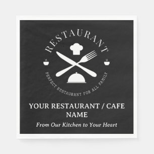 Servilleta De Papel Restaurante o cafetería personalizado o Diner Blac