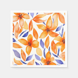 Servilleta De Papel Resumen acuarela naranja floral moderna
