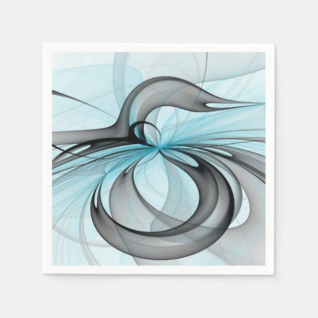 Servilleta De Papel Resumen Antracita Gris Azul azul arte fractal mode (Anverso)