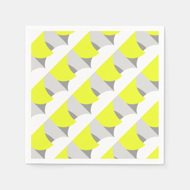 Servilleta De Papel Resumen Arte Amarillo Gris Blanco (Anverso)