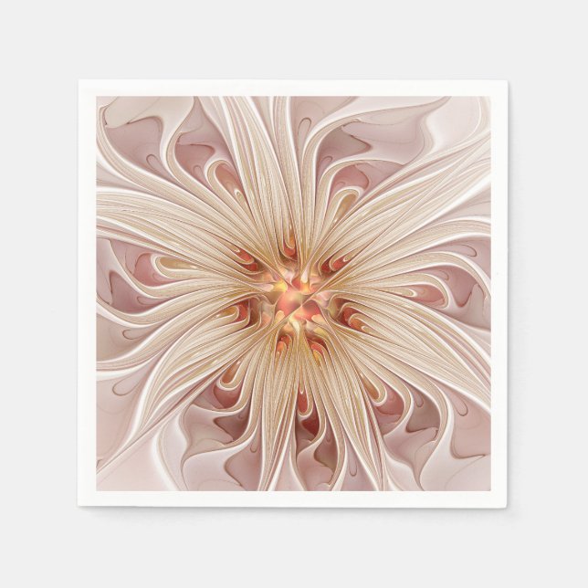 Servilleta De Papel Resumen Arte Fractal Peach Pastel Moderno (Anverso)