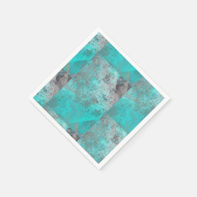 Servilleta De Papel Resumen azul turquesa y gris de Aqua (Borde)