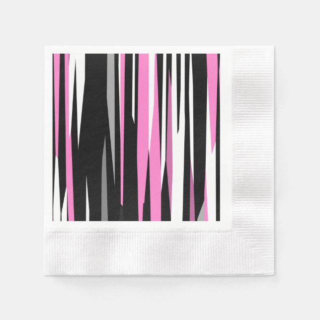 Servilleta De Papel Resumen blanco y negro rosado (Anverso)