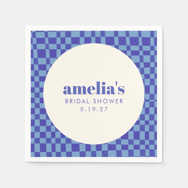Servilleta De Papel Resumen Checkerboard Personalizado azul ducha de n (Anverso)