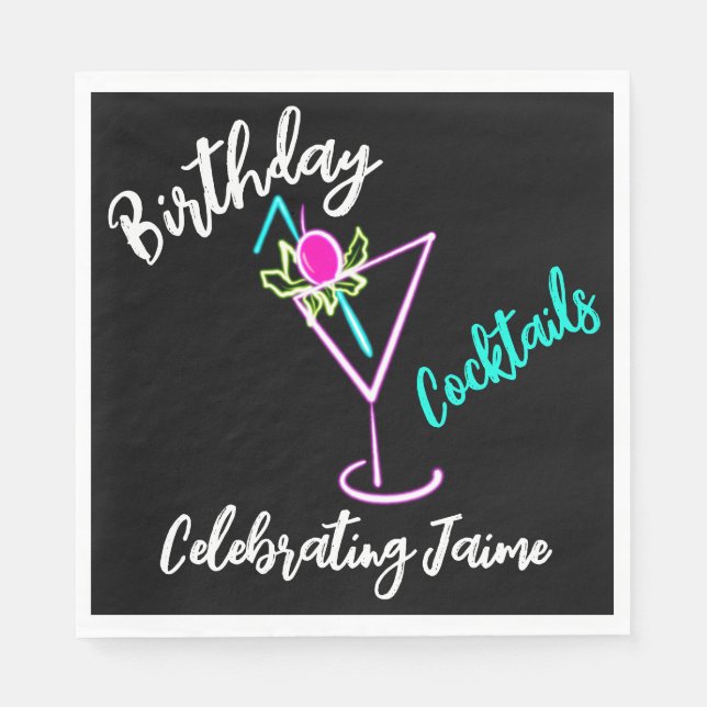 Servilleta De Papel Resumen Cóctel Neon Drink Bar Club (Anverso)