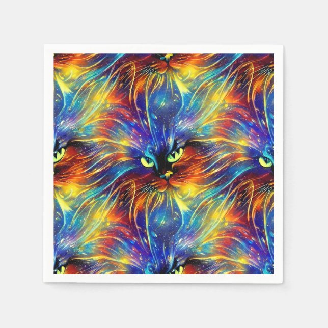 Servilleta De Papel Resumen Cohesivo Exquisito Gato Enciende Sin Perju (Anverso)