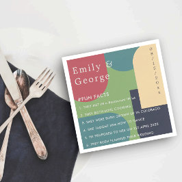 Servilleta De Papel Resumen colorido moderno Groovy Fun Facts Boda