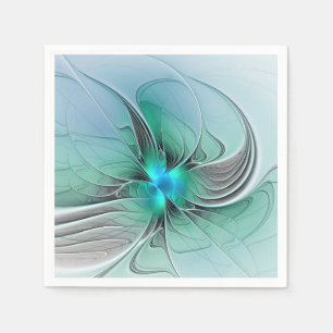 Servilleta De Papel Resumen Con Arte Fractal Azul Y Moderno