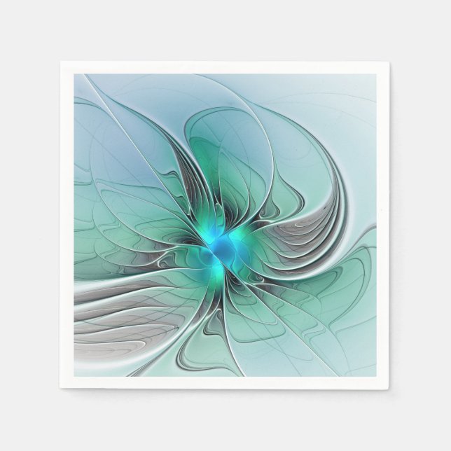 Servilleta De Papel Resumen Con Arte Fractal Azul Y Moderno (Anverso)