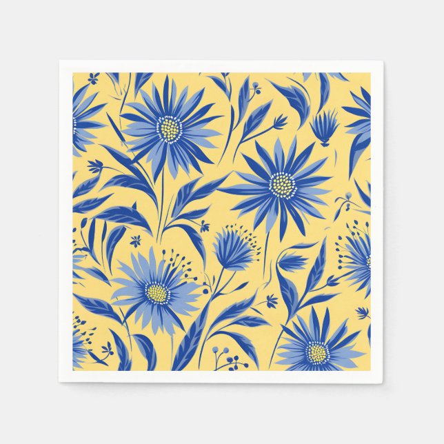 Servilleta De Papel Resumen Cornflower Azul Botánico (Anverso)