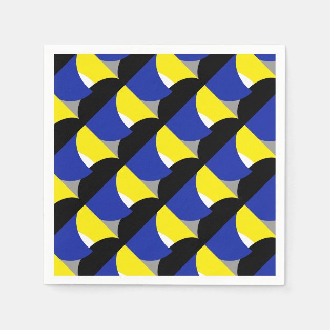 Servilleta De Papel Resumen de arte amarillo azul (Anverso)