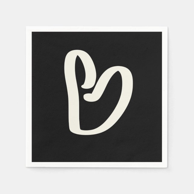 Servilleta De Papel Resumen de corazón blanco sobre negro (Anverso)