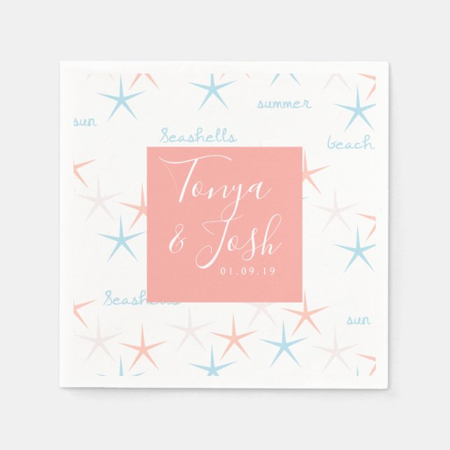 Servilleta De Papel Resumen de la estrella del océano en la playa de v (Anverso)