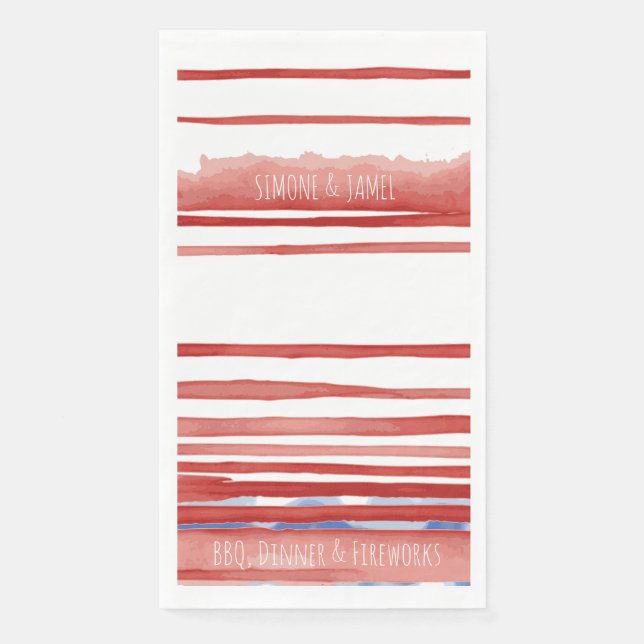 Servilleta De Papel Resumen de lavados rojos y azules, 4 de julio (Anverso)