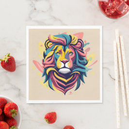 Servilleta De Papel Resumen de Lion Head Art