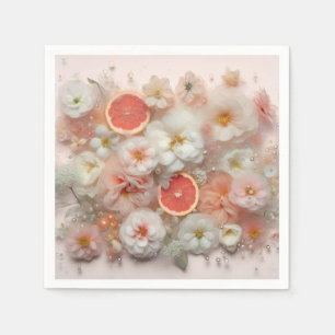 Servilleta De Papel Resumen de pomelo y flores