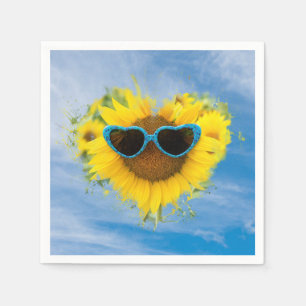 Servilleta De Papel Resumen del corazón del girasol en el cielo
