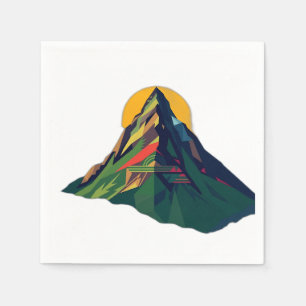 Servilleta De Papel Resumen del paisaje geométrico de montaña