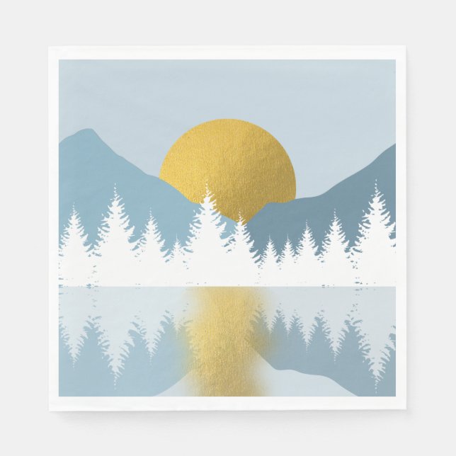 Servilleta De Papel Resumen del paisaje Golden Winter Sunrise (Anverso)