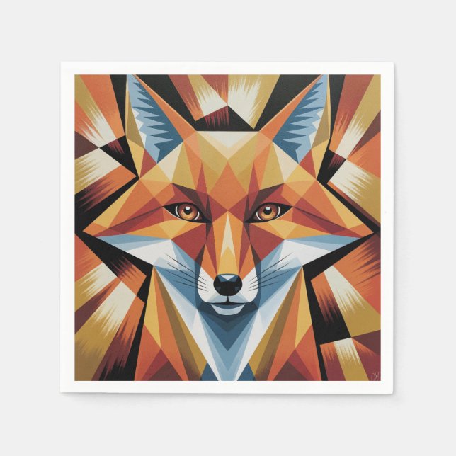 Servilleta De Papel Resumen del papel de Fox Cubist (Anverso)