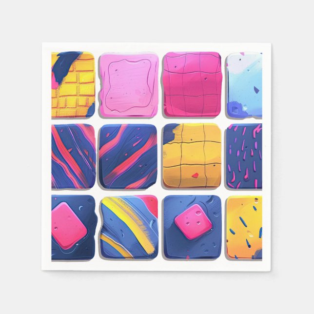 Servilleta De Papel Resumen del patrón de bloques coloridos (Anverso)