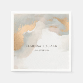 Servilleta De Papel Resumen Elegante Boda de acuarela de color dorado