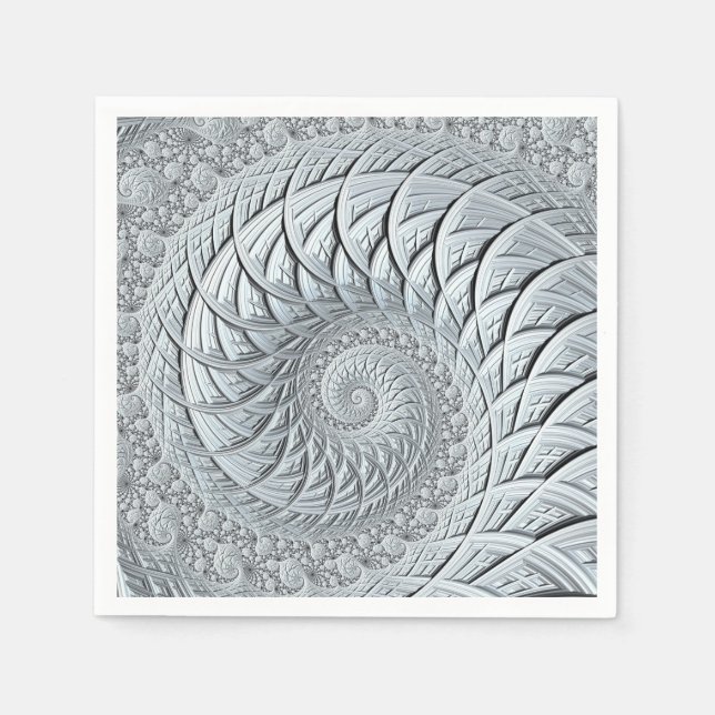 Servilleta De Papel Resumen Espiral gris claro Fractal (Anverso)