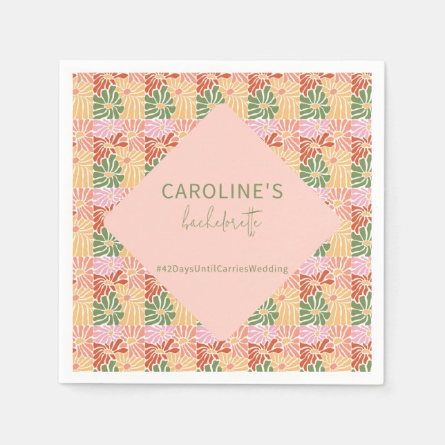 Servilleta De Papel Resumen floral de peach Pink Groovy (Anverso)