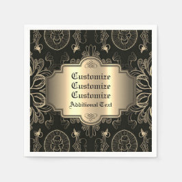 Servilleta De Papel Resumen Floral Negro Y Oro