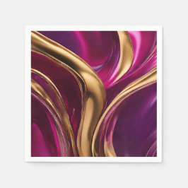 Servilleta De Papel Resumen Flujo Art-Fuchsia Purple y Gold-