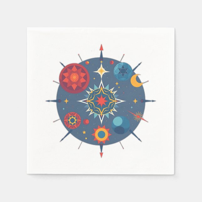 Servilleta De Papel Resumen Geometría Celestial (Anverso)