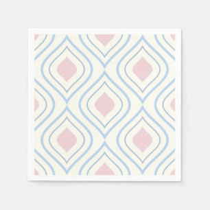 Servilleta De Papel Resumen geométrico, azul, rosa y blanco roto