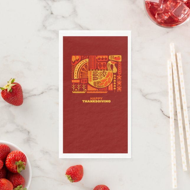 Servilleta De Papel Resumen geométrico feliz de Acción de Gracias (In situ)
