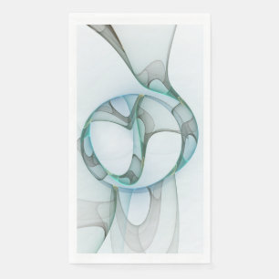 Servilleta De Papel Resumen moderno Arte fractal azul turquesa gris