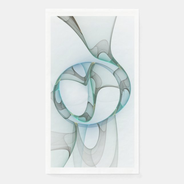 Servilleta De Papel Resumen moderno Arte fractal azul turquesa gris (Anverso)