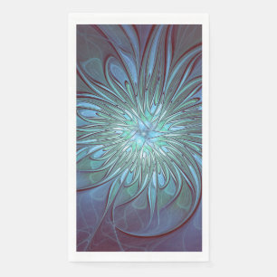 Servilleta De Papel Resumen moderno Arte fractal de flor azul de moda
