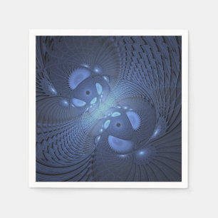 Servilleta De Papel Resumen moderno Arte Fractal Dusk Azul trendy