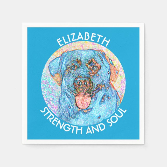 Servilleta De Papel Resumen Naranja azul Labrador Recuperador (Anverso)