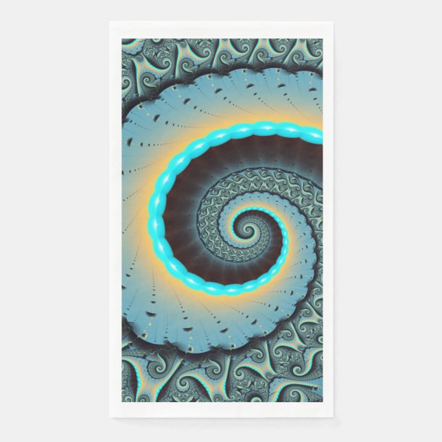 Servilleta De Papel Resumen Naranja azul turquesa espiral de arte frac (Anverso)