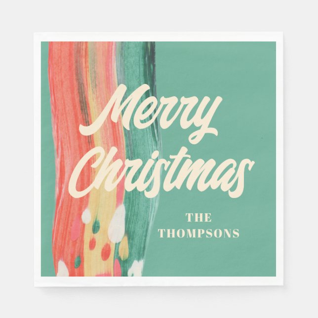 Servilleta De Papel Resumen nombre personalizado de navidad moderna (Anverso)