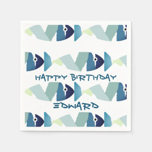Servilleta De Papel Resumen Pescado Azul Natación