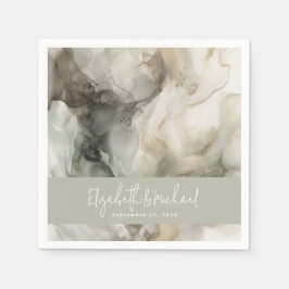 Servilleta De Papel Resumen Pintado Boda verde sabio moderno