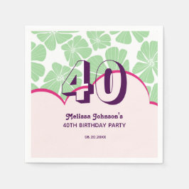 Servilleta De Papel Resumen Retro Green Chamomile Flower Cumpleaños