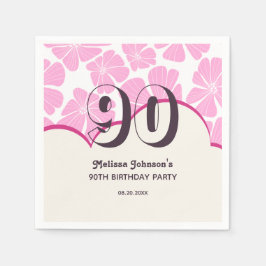 Servilleta De Papel Resumen Retro Rosa Chamomile Flower Cumpleaños