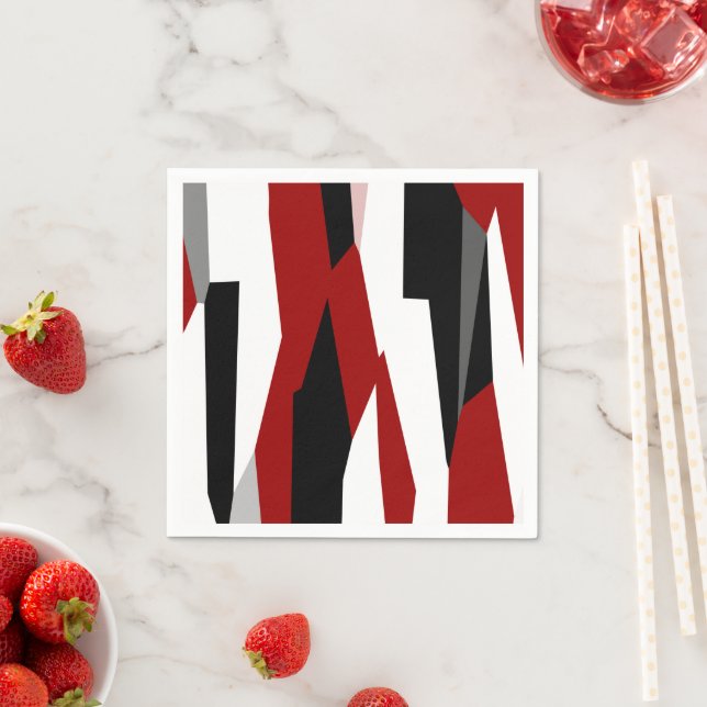 Servilleta De Papel Resumen rojo en blanco y negro (In situ)