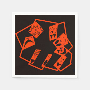 Servilleta De Papel Resumen, rostros de calabaza en negro, Halloween