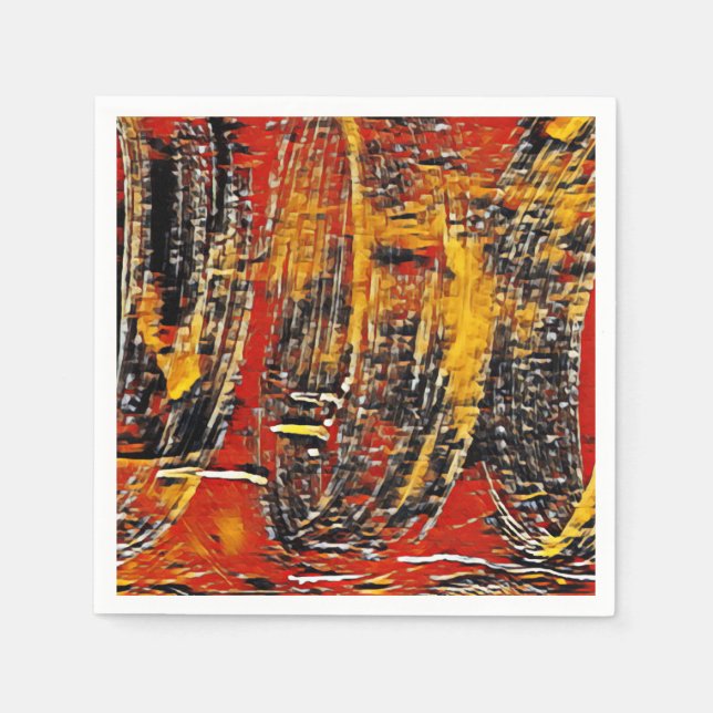 Servilleta De Papel Resumen Rueda de círculo retro rojo negro (Anverso)