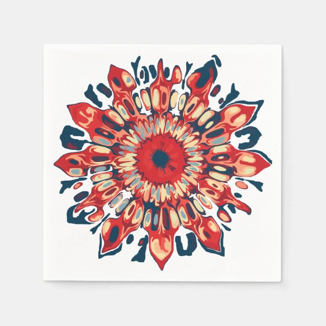 Servilleta De Papel Resumen SUN FLOWER - azul rojo + tu trasero. (Anverso)
