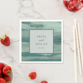 Servilleta De Papel Resumen verde azulado Moda costera Boda moderno