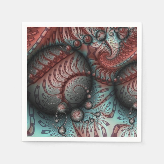 Servilleta De Papel Resumen Vivid Fantasy Fractal Art Brown Blue (Anverso)